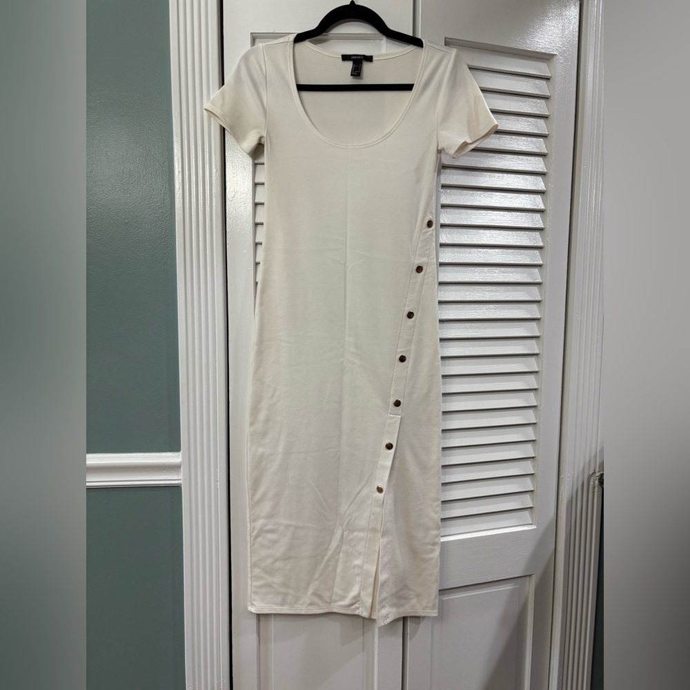 Forever 21 Midi Dress with Slit & Side Button Detail